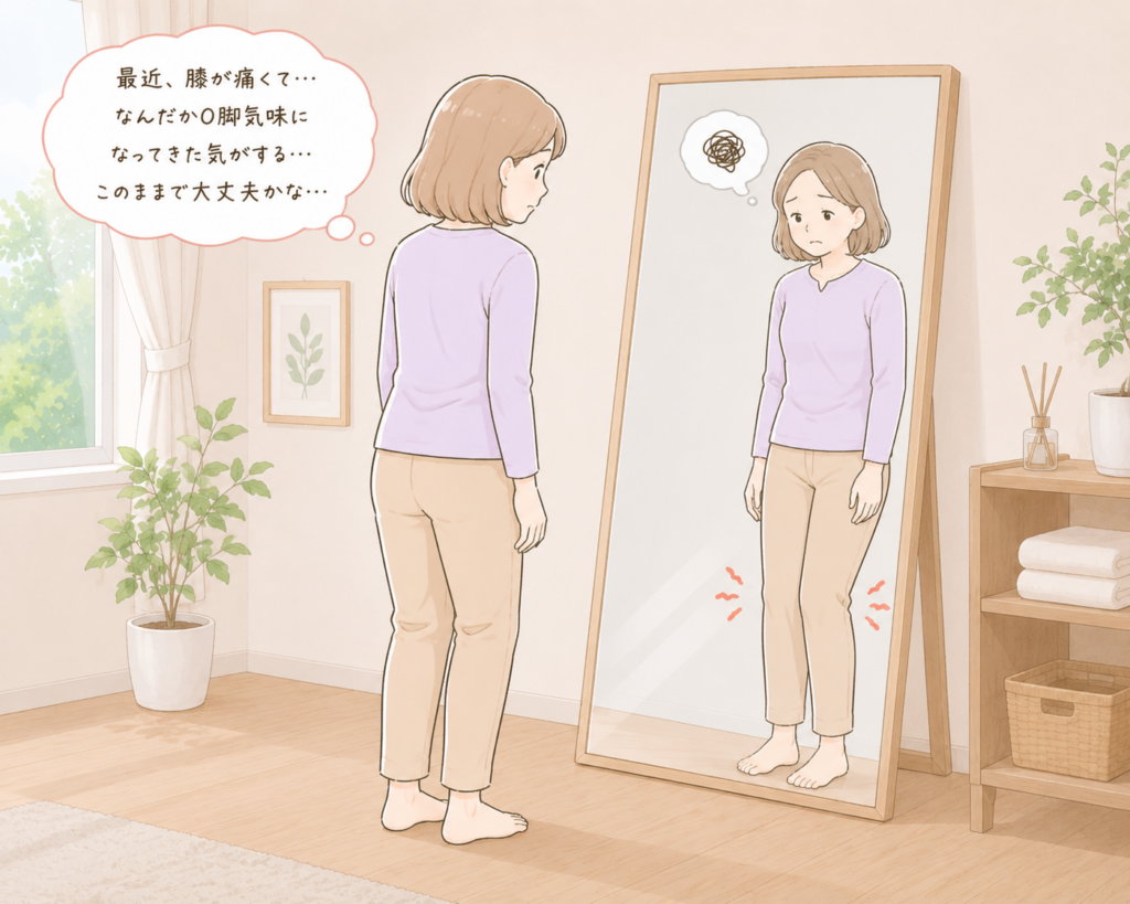 O脚に悩む女性